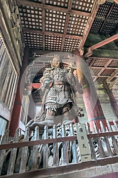 NARA PARK, JAPAN - OCTOBER 6, 2016: The main entrance to the temple Todai-ji. Great Buddha Hall,ÃÂ Komokuten.